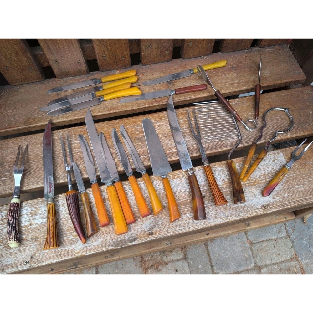 vtg. MCM Bakelite Kitchen Utensils Set Of 22